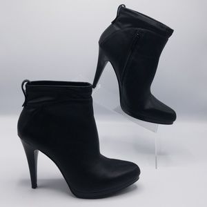 Nine West Ankle Black Leather Platform Heels